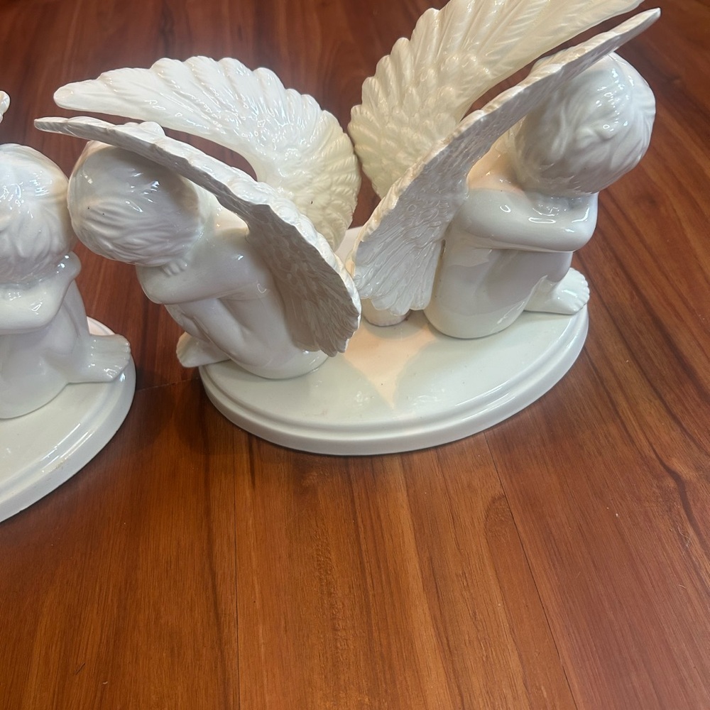 Elegant Cream Angel Wing Bookends - Picture 7 of 10